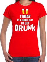 Rood fun t-shirt good day to get drunk - dames -  Drank / festival shirt / outfit / kleding L