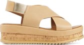 Lina Locchi Vrouwen Leren    Sandalen / Damesschoenen L1059 - Camel - Maat 41