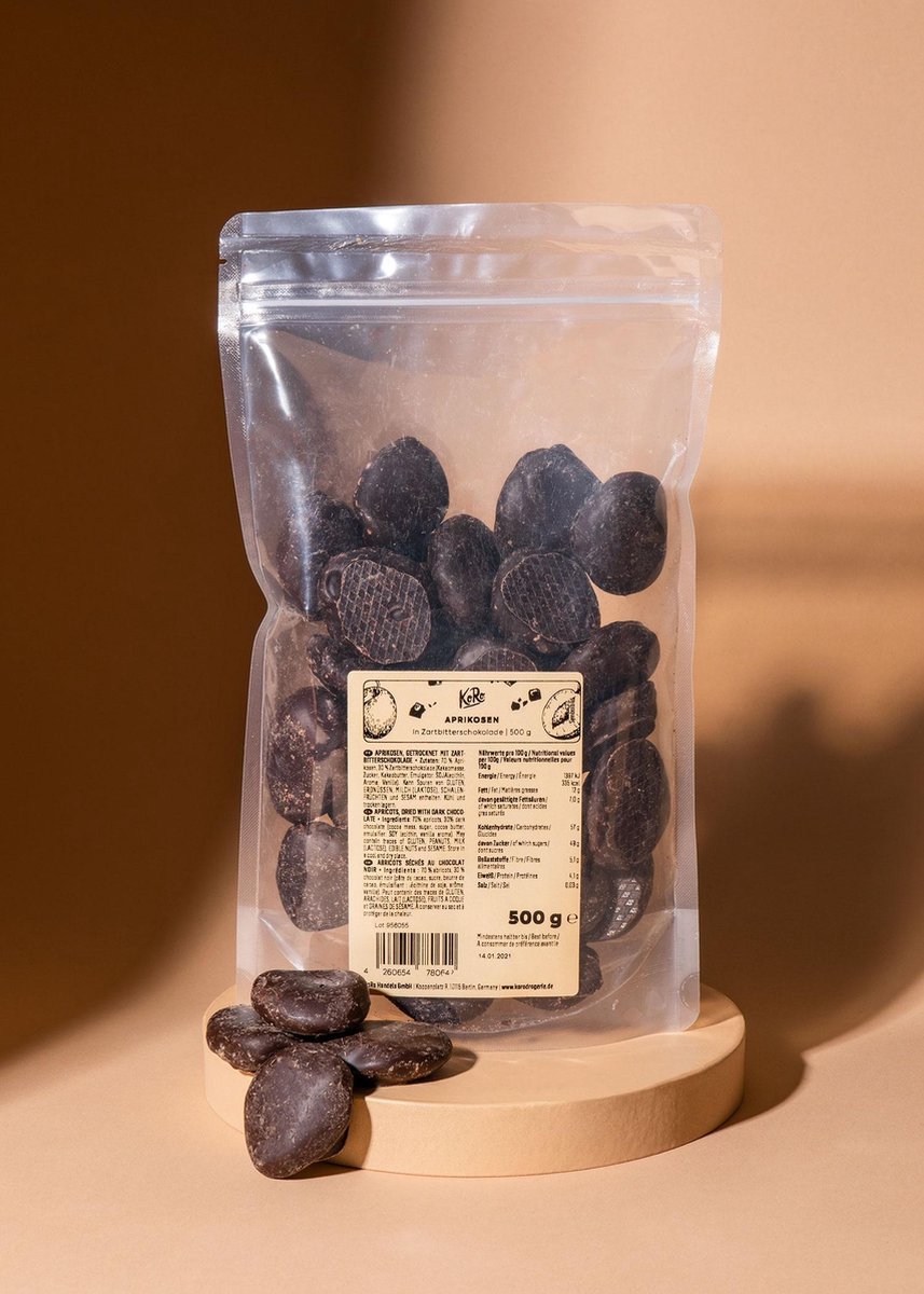 Goedkoopste KoRo | Abrikozen in pure chocolade proefverpakking 500 g