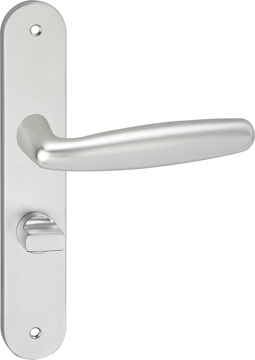 Impresso Cambridge Deurklink – Deurbeslag – Ovaal – Deurschild met Schroeven en Toiletsluiting – Zilver
