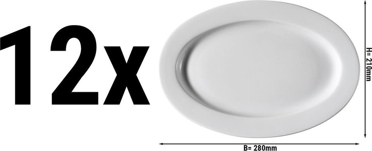 (12 stuks) PERA Wit - Bord ovaal - 28 cm | GGM Gastro