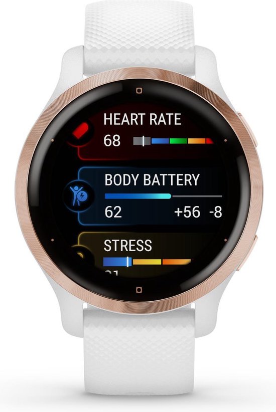 Garmin Venu 2s Health Smartwatch - Amoled touchscreen - Stappenteller - 5ATM Waterdicht - Rose gold/Wit