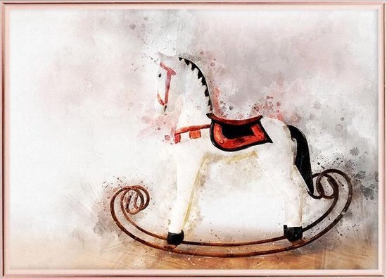 Poster Met Metaal Rose Lijst - Antieke Paarden Poster