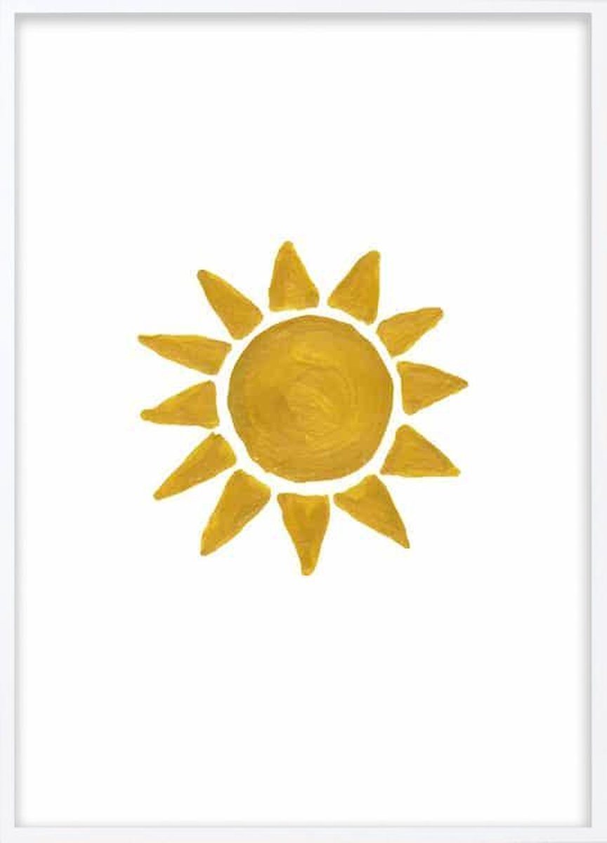 Poster Met Witte Lijst - Getekende Zon Poster