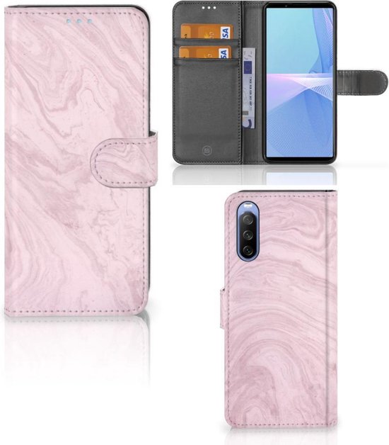 Negen pack Gelijkmatig GSM Hoesje Sony Xperia 10 III Flip Case Marble Pink | bol.com