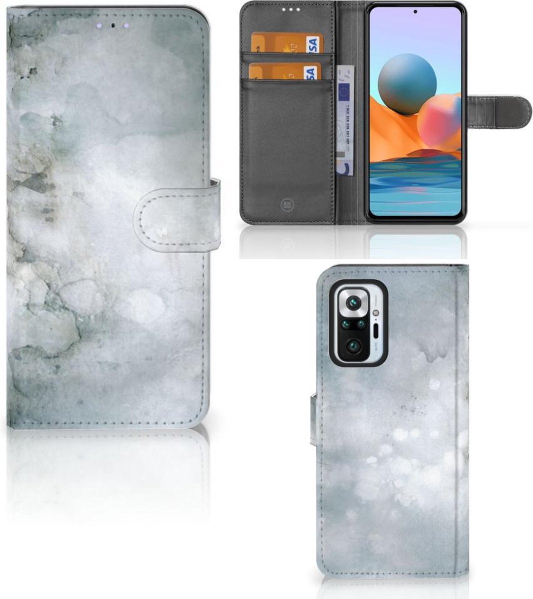 Book Case voor Hoesje Xiaomi Redmi Note 10 Pro Painting Grey