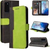 Voor Samsung Galaxy S20+ Zakelijke Stiksels-Kleur Horizontale Flip PU Lederen Case met Houder & Kaartsleuven & Fotolijst (Groen)