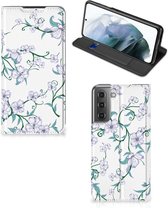 Smart Cover Geschikt voor Samsung Galaxy S21 FE Telefoonhoesje Blossom White