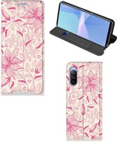Magnet Case Sony Xperia 10 III Telefoon Hoesje Roze Bloemen