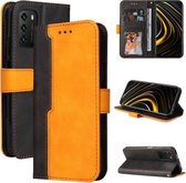 Voor Xiaomi Redmi 9T/9 Power/Note 9 4G/Poco M3 Zakelijke stiksels-kleur Horizontale Flip PU lederen tas met houder & kaartsleuven & fotolijst (oranje)