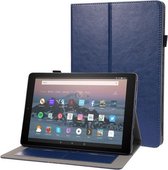 Voor Amazon Kindle Fire HD 10 2021 Business Horizontale Flip PU Lederen Case met Twee-Opvouwbare Houder & Kaartsleuven & Pen Slot (Blauw)