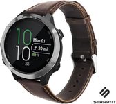 Leren smartwatch bandje - geschikt voor Garmin Vivoactive 4 45mm / Garmin Venu 2 - donkerbruin