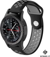 Siliconen Smartwatch bandje - Geschikt voor  Samsung Galaxy Watch sport band 45mm / 46mm - zwart/grijs - Strap-it Horlogeband / Polsband / Armband