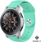 Siliconen Smartwatch bandje - Geschikt voor  Samsung Galaxy Watch sport band 45mm / 46mm - aqua - Strap-it Horlogeband / Polsband / Armband