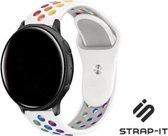 Strap-it Siliconen sport bandje - geschikt voor Garmin Vivoactive 3 / Venu / Venu SQ / Vivomove HR / Forerunner 245 / 645 - wit/kleurrijk