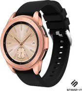 Siliconen Smartwatch bandje - Geschikt voor Strap-it Samsung Galaxy Watch 42mm siliconen bandje - zwart - Strap-it Horlogeband / Polsband / Armband
