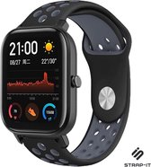 Siliconen Smartwatch bandje - Geschikt voor  Xiaomi Amazfit GTS sport band - zwart/grijs - Strap-it Horlogeband / Polsband / Armband