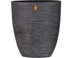 Capi Europe - Bloempot ovaal hoog Rib Indoor - 14x32x17 - Antraciet - Opening Ø30 - Bloempot voor binnen - 5 jaar garantie - BOFZ193