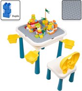6-in-1 Kindertafel Stoel Set Kinder Speeltafel, 51 x 51 cm Dubbelzijdig Tafelblad met 292 Bouwstenen, Kinder Multi Activiteitentafel met 1 Kinderstoel als Bouwsteen Tafel, Zandtafel, Knutseltafel 6-in-1 Kindertafel Stoel Set Kinder Speeltafel, 51 x 51 cm Dubbelzijdig Tafelblad met 292 Bouwstenen, Kinder Multi Activiteitentafel met 1 Kinderstoel als Bouwsteen Tafel, Zandtafel, Knutseltafel