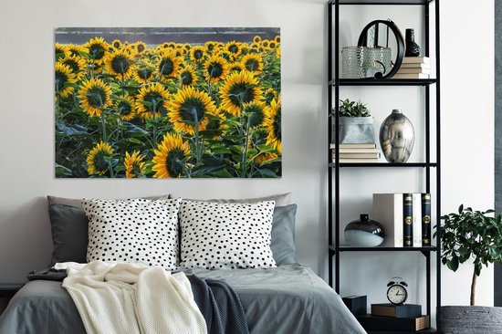 Tableau Toile Tournesols - Printemps - Jaune - 140x90 cm - Décoration murale