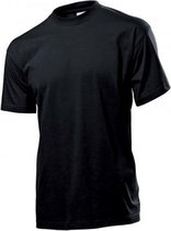 Set van 2x stuks zwart basic heren t-shirt ronde hals 100% katoen, maat: S