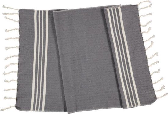 Kleine Hamamdoek Krem Sultan Dark Grey - 100x50cm - dunne katoenen handdoek - sneldrogende saunahanddoek (niet geschikt als lendendoek)