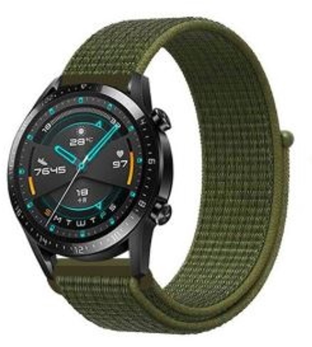 Geschikt voor Huawei Watch GT nylon band - olijf - 42mm