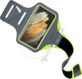 Mobiparts Comfort Fit Sport Armband Samsung Galaxy S21 Ultra Neon Groen