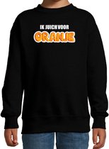 Zwarte fan sweater voor kinderen - ik juich voor oranje - Holland / Nederland supporter - EK/ WK trui / outfit 170/176