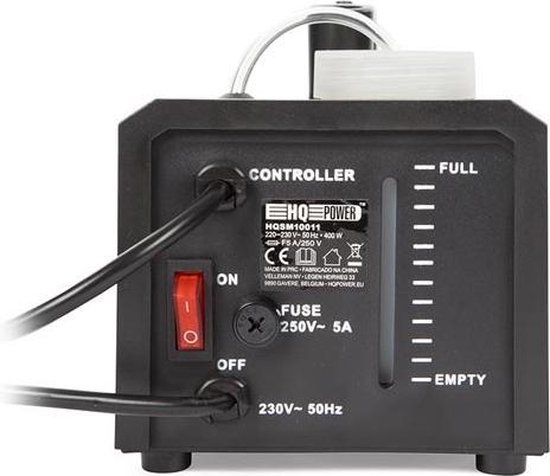 HQ-Power Rookmachine, 400 W, vaste afstandsbediening met kabel, snelle opwarmtijd, rookuitstoot 70 m³ per minuut, verwijderbare tank van 0.3 liter, compact en draagbaar — afbeelding 3