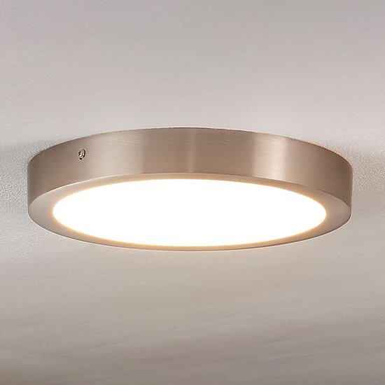 Lindby - LED plafondlamp - 1licht - PMMA, aluminium - H: 3.8 cm - wit, gesatineerd nikkel - Inclusief lichtbron