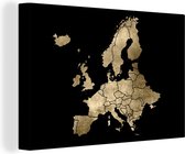 Carte de l'Europe avec les pays d'or devant fond noir 30x20 cm - petit - Tirage photo sur toile (Décoration murale salon / chambre)