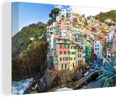 Maisons à Riomaggiore 180x120 cm - Tirage photo sur toile (Décoration murale salon / chambre) XXL / Groot format!