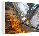 Vue aérienne de la chaîne de montagnes sur toile 2cm 80x60 cm - Tirage photo sur toile (Décoration murale salon / chambre)