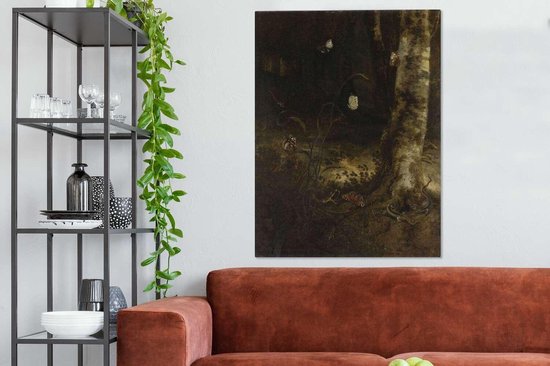 Sol forestier avec un serpent, des lézards, des papillons et autres insectes - Otto Marseus van Schrieck 90x120 cm - Tirage photo sur toile (Décoration murale salon / chambre)