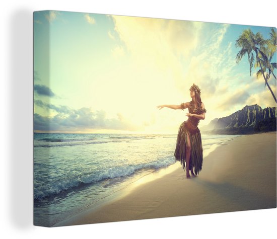 Danseuse de hula sur toile de plage 2cm 90x60 cm - Tirage photo sur toile (Décoration murale salon / chambre)