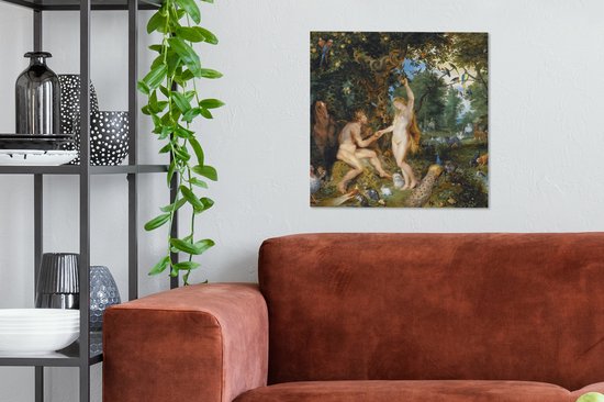 Peintures sur toile - Le paradis terrestre avec la chute d'Adam et Eve - Peinture de Peter Paul Rubens - 50x50 cm - Décoration murale