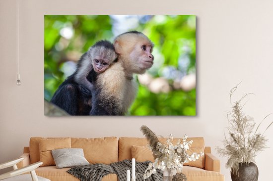 Peintures sur toile - Singe avec ourson au dos - 150x100 cm - Décoration murale