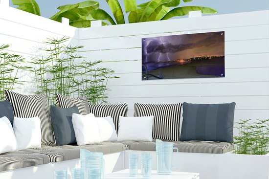 Affiche de jardin éclairs au coucher du soleil 60x30 cm - petit - Toile de jardin / Toile d'extérieur / Peintures d'extérieur (décoration de jardin)