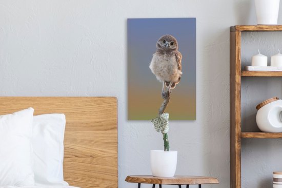 Peintures sur toile - Hibou sur branche - 20x30 cm - Art Décoration murale