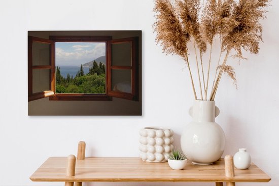 Canvas Schilderij Uitzicht in Griekenland - 40x30 cm - Wanddecoratie