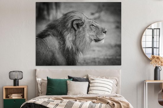 Toile de lion mâle 2cm 160x120 cm - Tirage photo sur toile (Décoration murale salon / chambre) / Animaux sauvages Peintures sur toile XXL / Groot format!