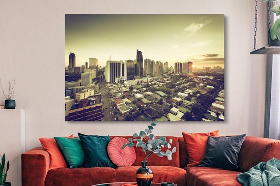 Peintures sur toile - Manille City Skyline - 150x100 cm - Décoration murale