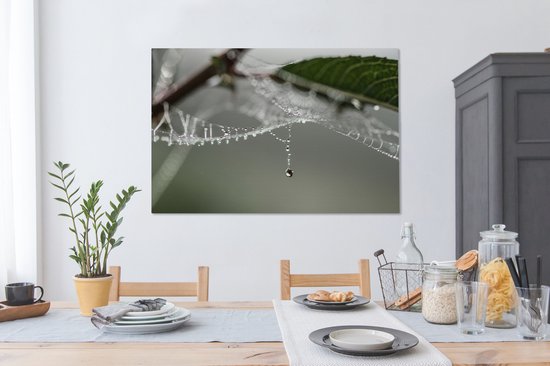 Peintures sur toile - Rosée d'automne dans une toile d'araignée - 140x90 cm - Décoration murale