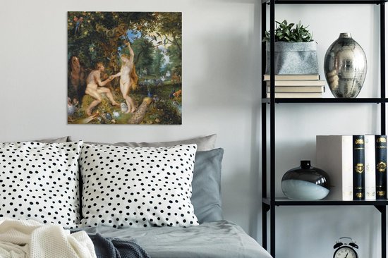 Peintures sur toile - Le paradis terrestre avec la chute d'Adam et Eve - Peinture de Peter Paul Rubens - 50x50 cm - Décoration murale