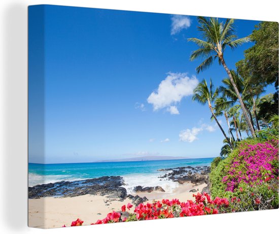 Canvas schilderij 150x100 cm - Wanddecoratie Kleurrijke bloemen op het tropische eiland Maui - Muurdecoratie woonkamer - Slaapkamer decoratie - Kamer accessoires - Schilderijen