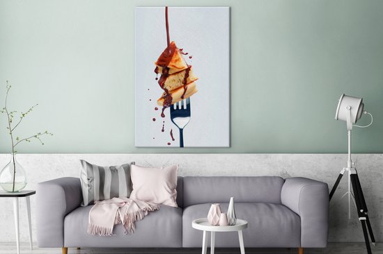 Dessert de crêpes fraîchement cuites au chocolat 120x180 cm - Tirage photo sur toile (Décoration murale salon / chambre) XXL / Groot format!