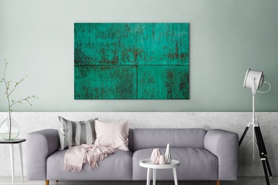 Patine verte sur fond cuivre 120x80 cm - Tirage photo sur toile (Décoration murale salon / chambre)