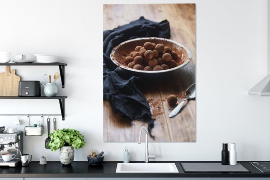 Un bol de truffes au chocolat vegan sur toile 80x120 cm - Tirage photo sur toile (Décoration murale salon / chambre)