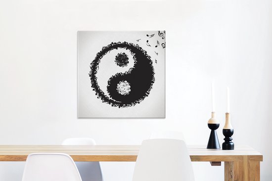 Une illustration d'un logo Yin et Yang composé de notes de musique sur toile 50x50 cm - Tirage photo sur toile (Décoration murale salon / chambre)
